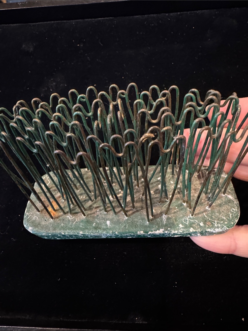Vintage 4” Oval Hairpin Flower Frog by Blue Ribbon Flower Holder Co.